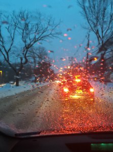 Snow, sleet, rain, traffic jams, Morristown, NJ, Mar. 3, 2015 (iPhone photo by Jonathan Klizas)